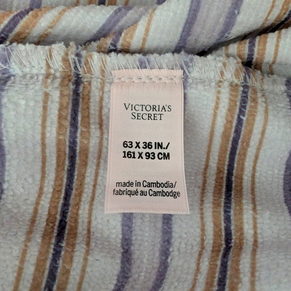 NWT Victoria's Secret Striped Purple and Gold Backpack Beach Towel Cotton - Picture 7 of 8